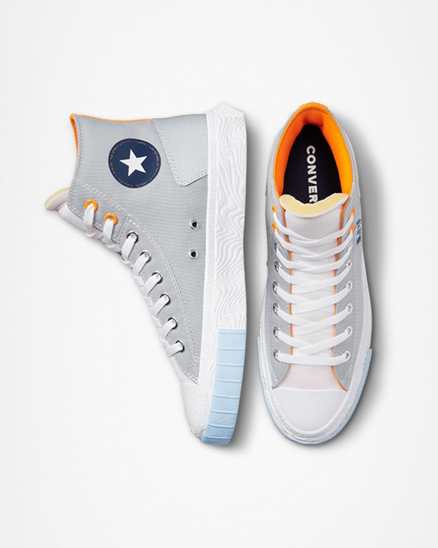 Tenisi Inalti Barbati Converse Chuck Taylor Alt Star Reflective Shine Gri Albi Portocalii | RO T13ODN487